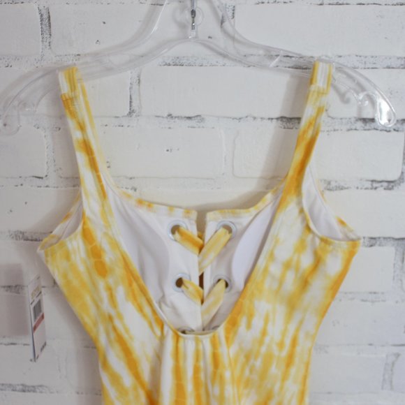 Michael Kors Lace Up Tie Dye One Piece Swimsuit - Picture 8 of 8